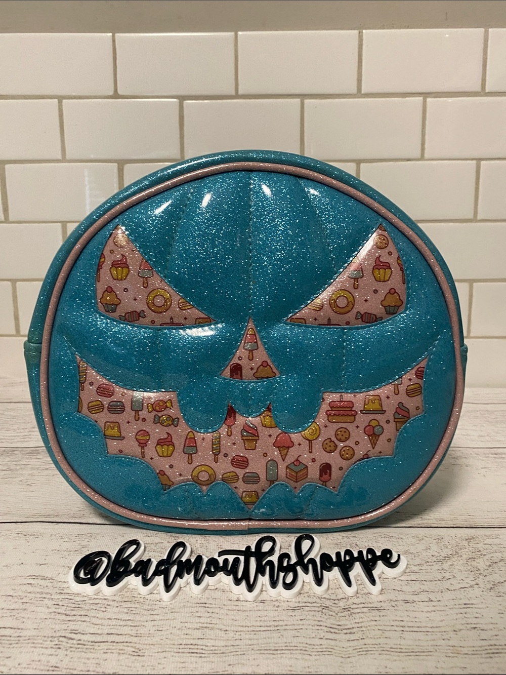 *Double K Originals OOAK Sweet Tooth Candy Print Bat Mouth Cruiser Bag Purse